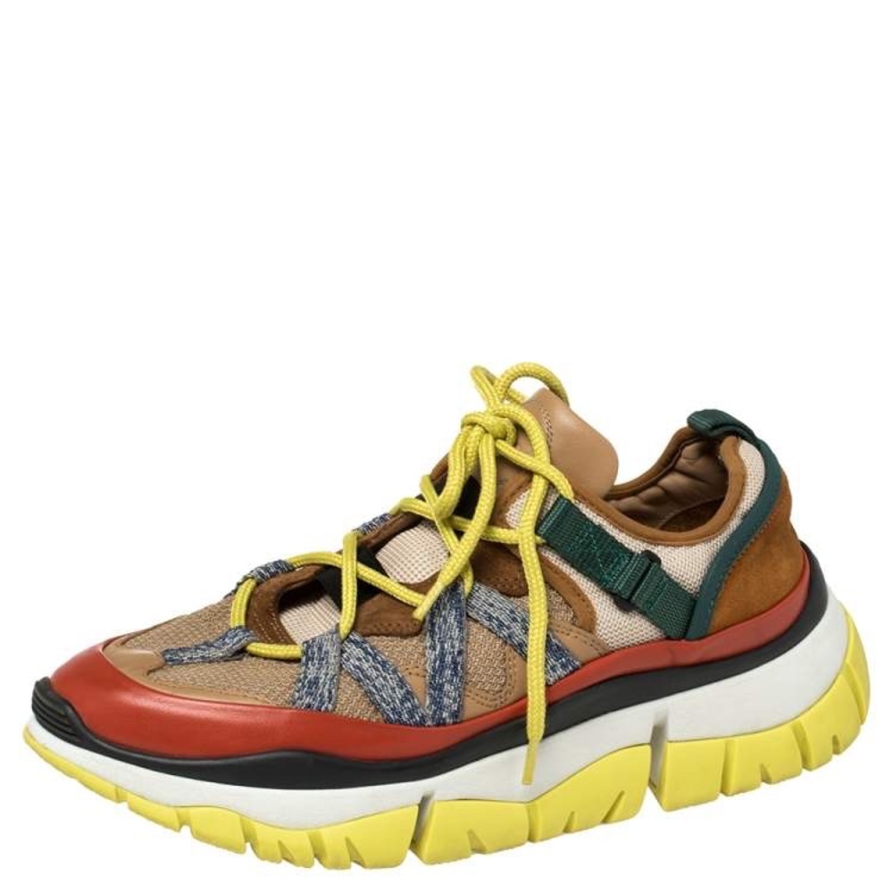 Worn once!!  Chloe Women’s Blake Suede Leather Mesh  Sneakers !!